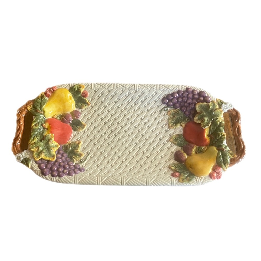 Harvest Platter Cornucopia Collection Baum Bros, Embossed Hand-Painted Oversized
